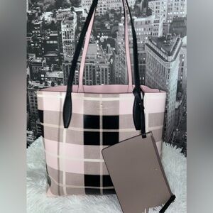 Kate Spade New York Arch Woodland Plaid Large Reversible Tote